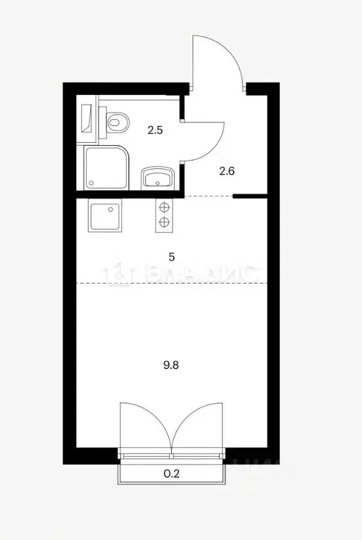 Студия Москва ул. Добролюбова, 8к2 (20.0 м) - Фото 1
