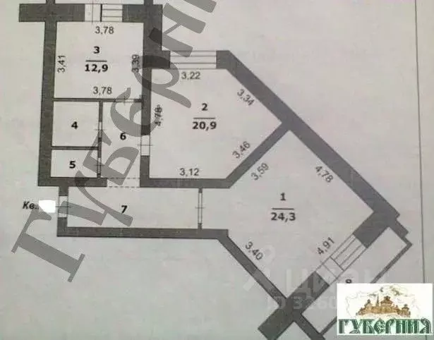 2-к кв. Белгородская область, Белгород ул. Щорса, 57 (80.0 м) - Фото 2