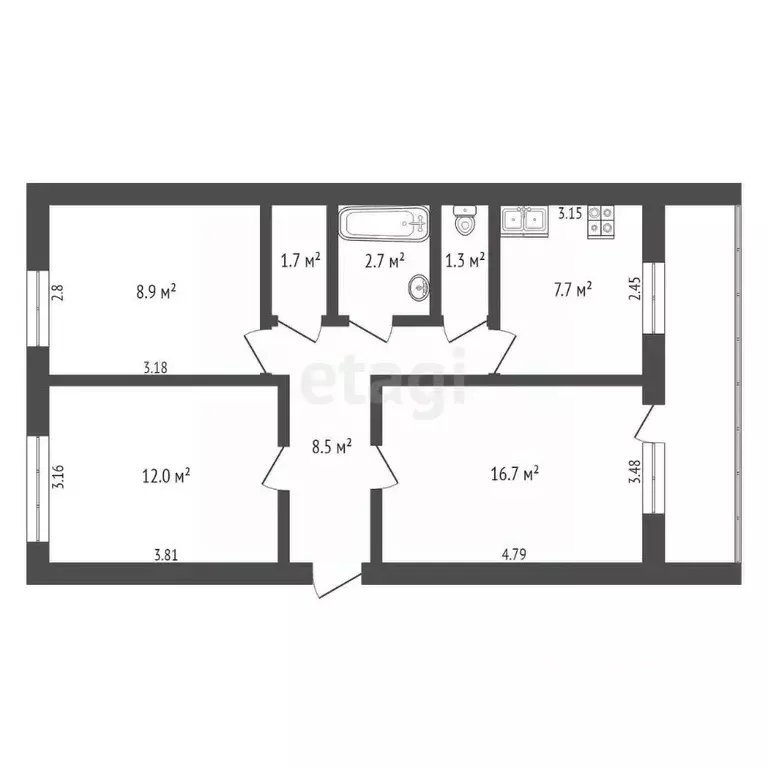 3-к кв. Орловская область, Орел Планерная ул., 43 (59.5 м) - Фото 1