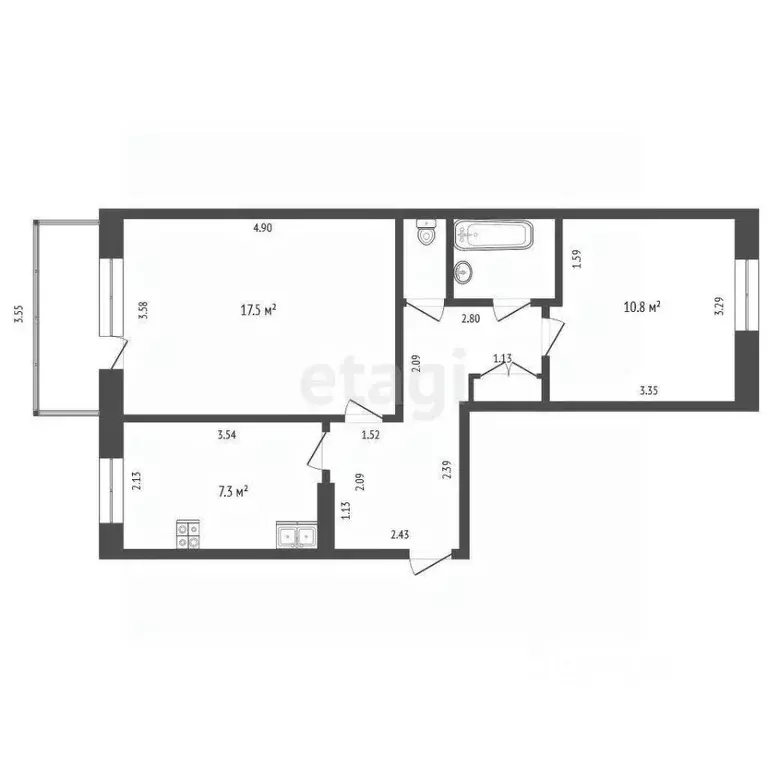 1-к кв. Свердловская область, Талица Песчаная ул., 20 (46.6 м) - Фото 2