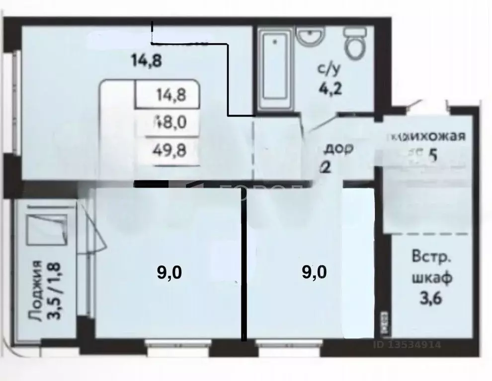 3-к кв. Алтайский край, Барнаул ул. Солнечная Поляна, 75 (50.0 м) - Фото 2