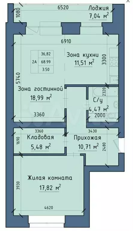 2-к. квартира, 72,5 м, 3/5 эт. - Фото 0