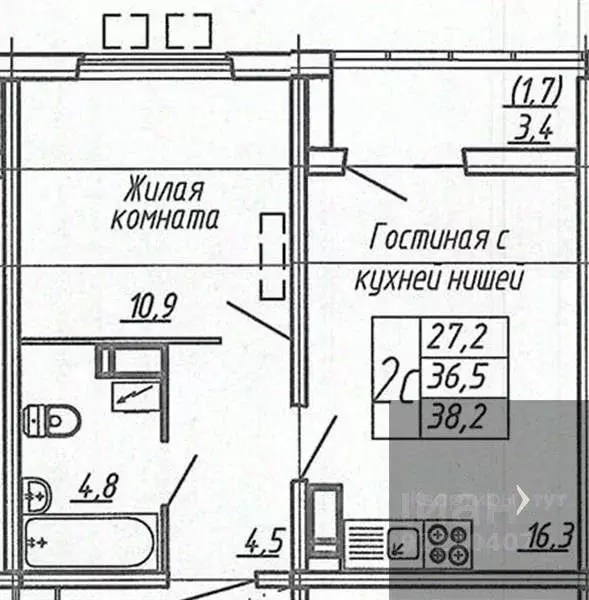 1-к кв. Воронежская область, Воронеж ул. Шишкова, 140Б/6 (38.4 м) - Фото 0