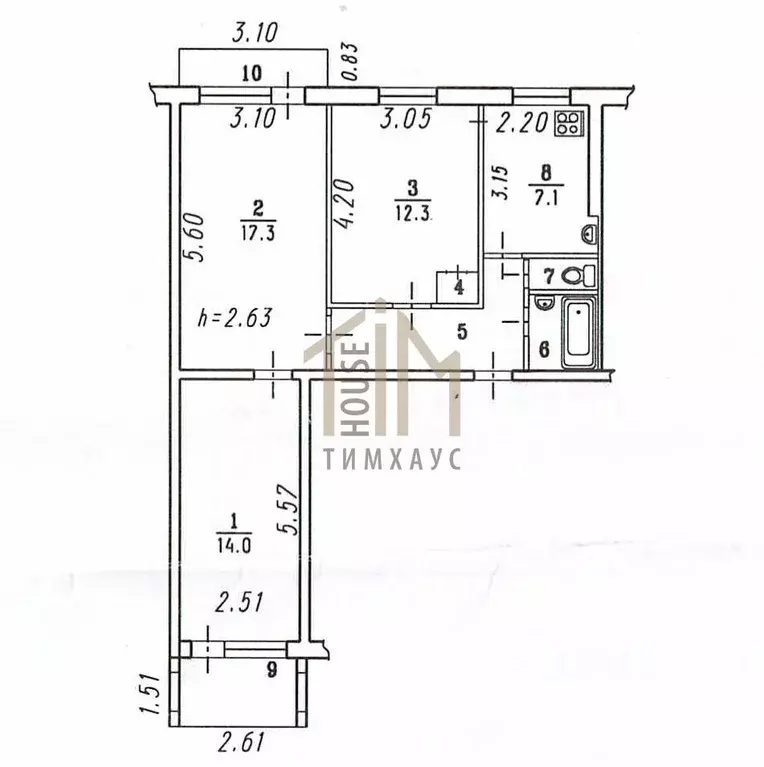 3-к кв. Омская область, Омск Моторная ул., 11 (64.0 м) - Фото 2