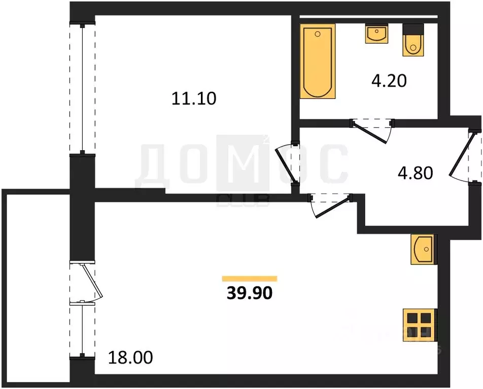 1-к кв. Свердловская область, Екатеринбург бул. Золотистый, 13 (38.1 ... - Фото 1