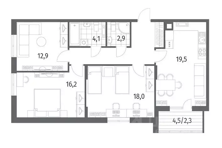 3-к кв. Калининградская область, Гурьевск ул. Имени Романа Руденко, ... - Фото 1