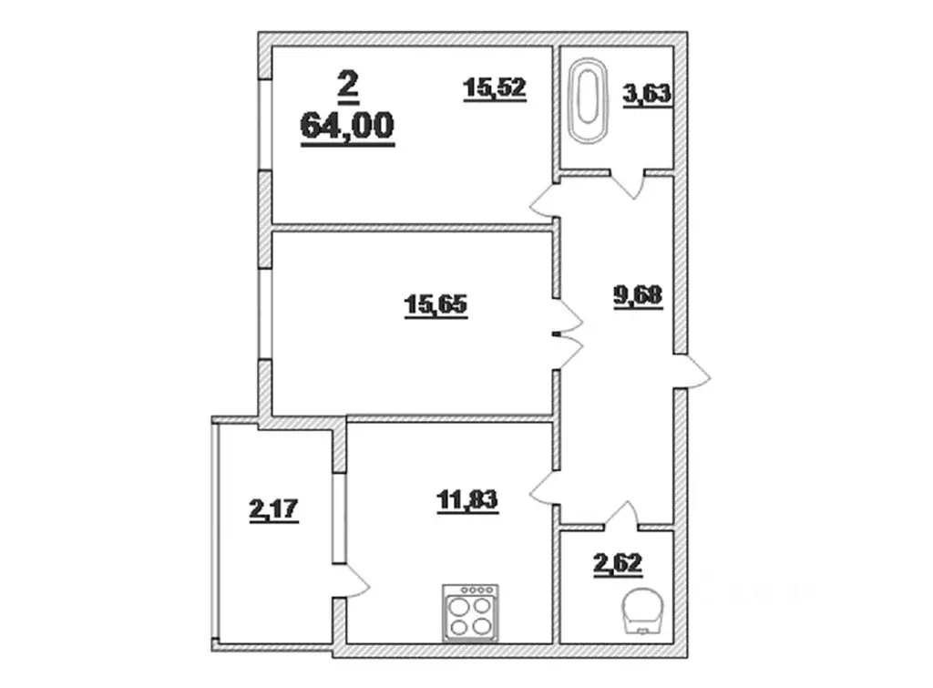 2-к кв. Калининградская область, Калининград проезд Крымский (66.0 м) - Фото 2