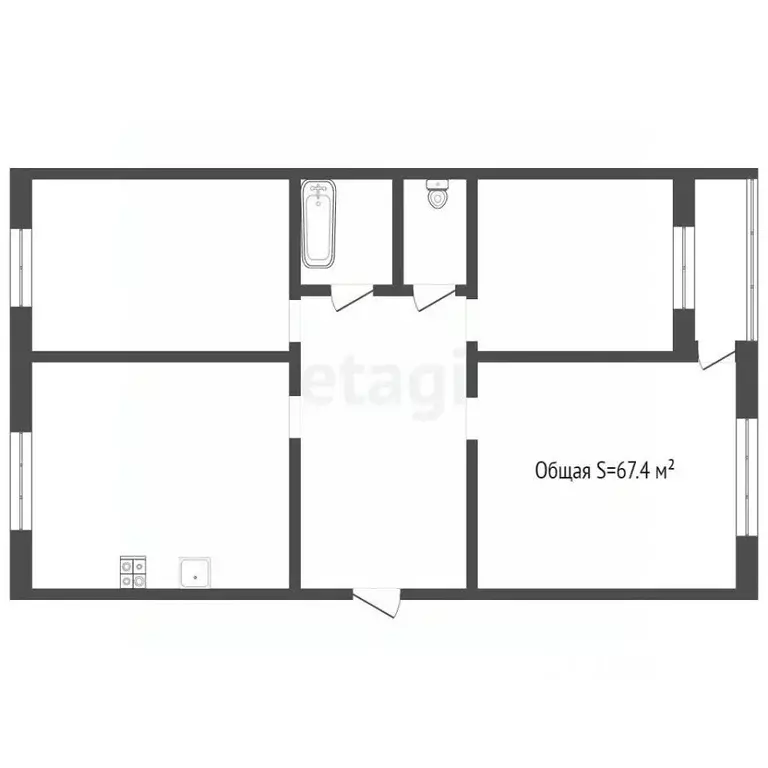 3-к кв. Кемеровская область, Юрга Фестивальная ул., 4 (67.4 м) - Фото 1