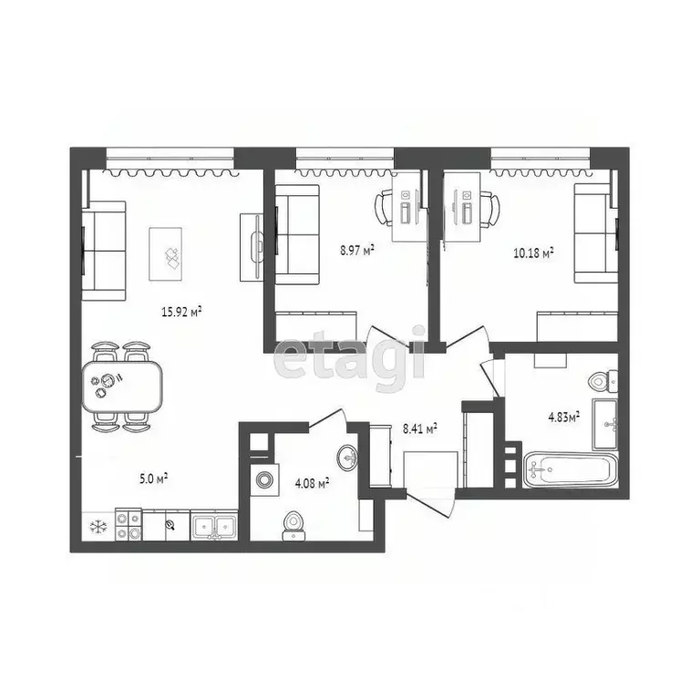 2-к кв. Тюменская область, Тюмень ул. Лесопарковая, 1к1 (66.45 м) - Фото 1