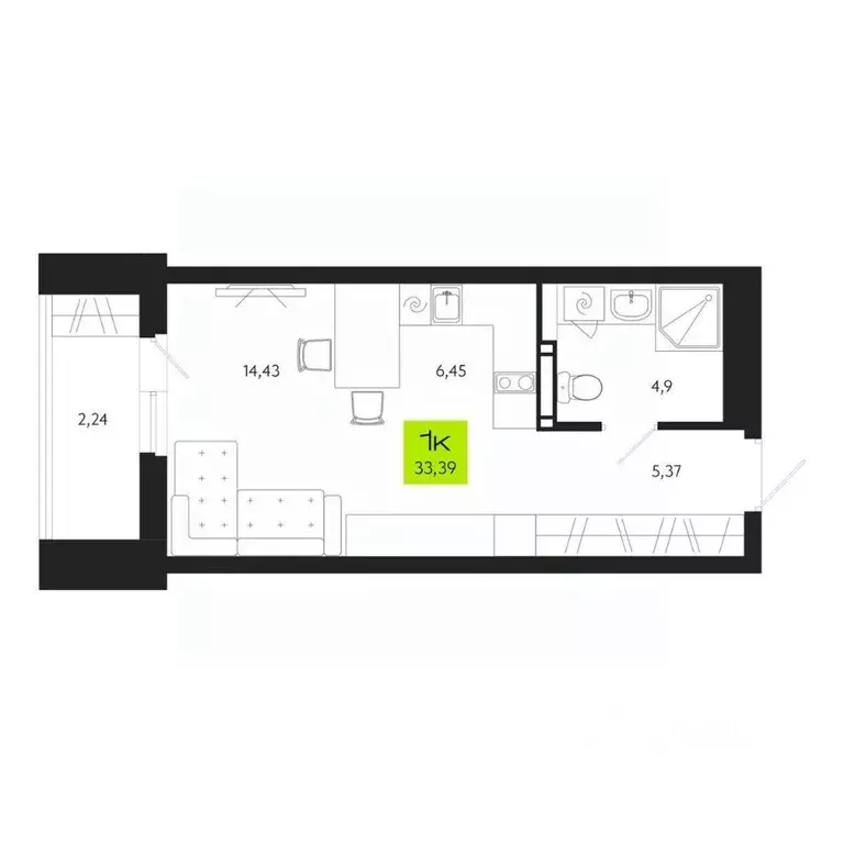 1-к кв. Томская область, Томск Уютный жилой квартал, ул. Маяковского, ... - Фото 1