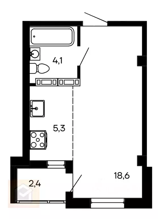 Студия Севастополь ул. Токарева, 18 (30.4 м) - Фото 0