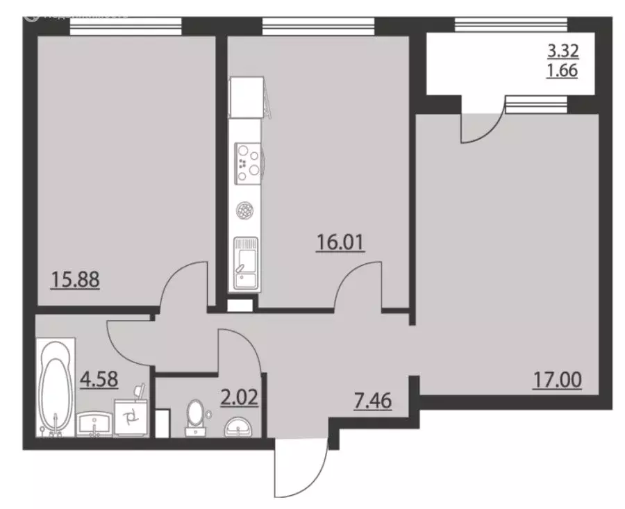 2-комнатная квартира: Воронеж, улица Ворошилова, 1 (64.6 м) - Фото 0