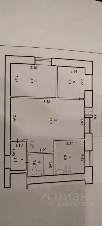 3-к кв. Башкортостан, Октябрьский Комсомольская ул., 17 (43.3 м) - Фото 1