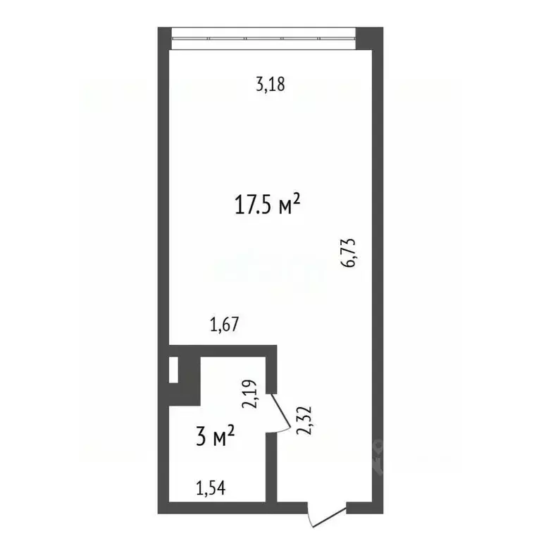 Студия Иркутская область, Иркутск Байкальская ул., 244/2 (20.5 м) - Фото 2