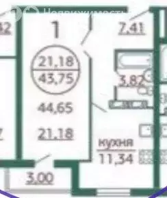 1-комнатная квартира: Волжский, улица 40 лет Победы, 12 (43.4 м) - Фото 1
