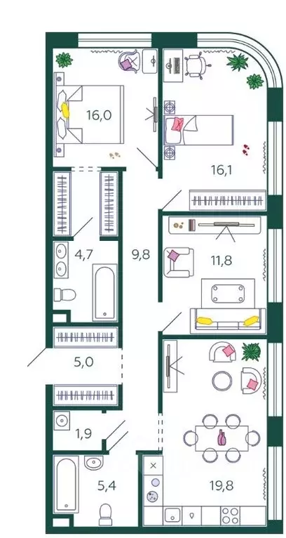 3-к кв. Москва наб. Марка Шагала, 15к1 (90.5 м) - Фото 1