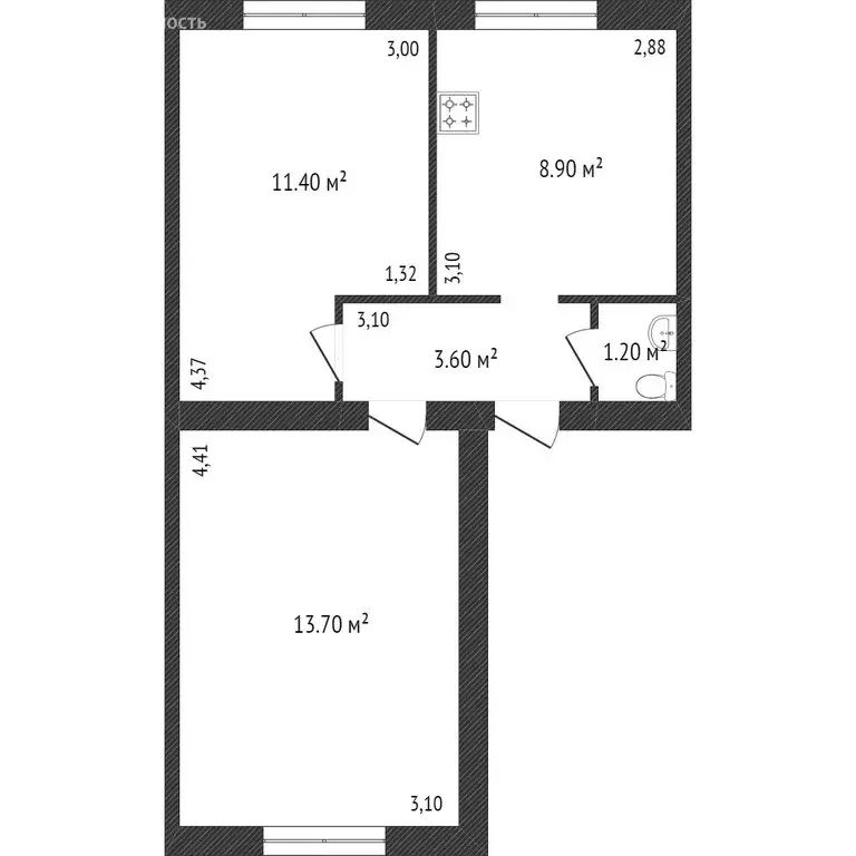 2-комнатная квартира: Ишим, Деповская улица, 222 (43.6 м) - Фото 1