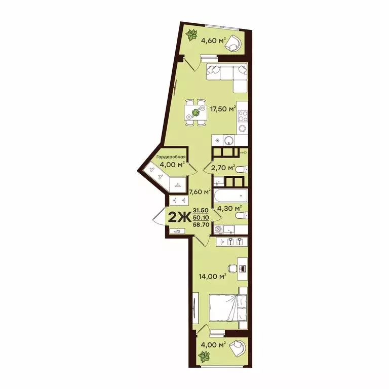 2-комнатная квартира: Владимир, улица Чайковского, 7 (58.7 м) - Фото 0