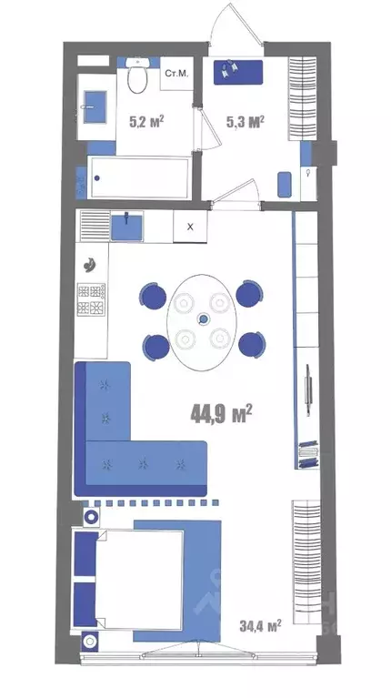 1-к кв. Крым, Судак ул. Набережная, 75 (44.9 м) - Фото 1