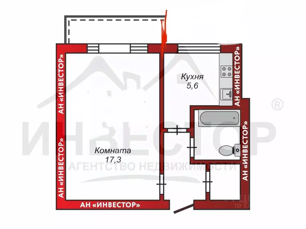1-к кв. Челябинская область, Челябинск ул. Дзержинского, 23 (30.0 м) - Фото 1