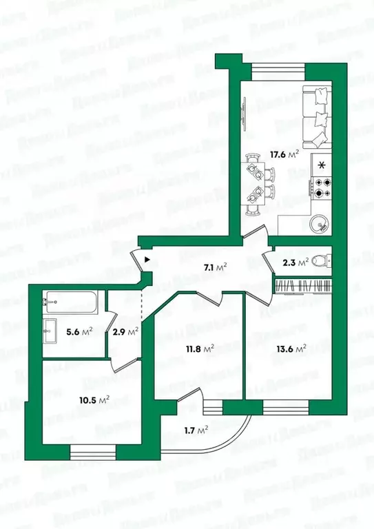 3-к кв. Кировская область, Киров ул. Воровского, 72б (71.4 м) - Фото 1