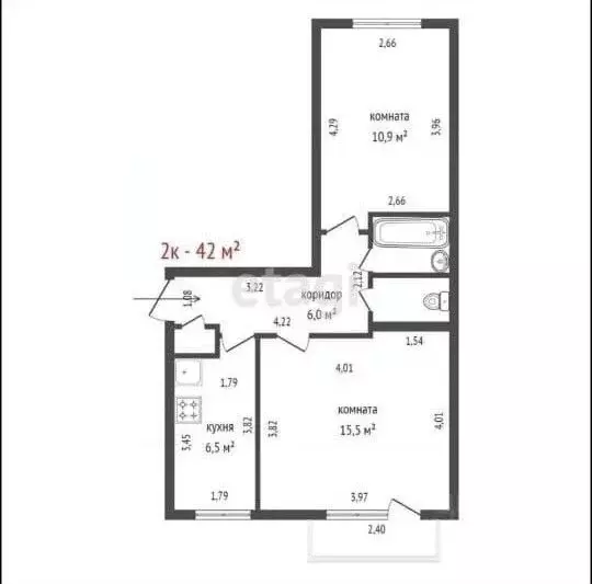 2-комнатная квартира: Екатеринбург, Советская улица, 3 (42 м) - Фото 2