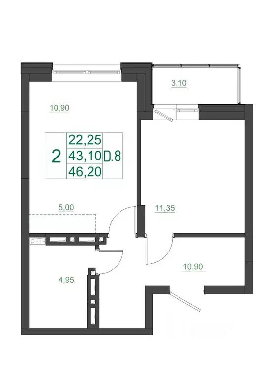2-к кв. Красноярский край, Красноярск Мясокомбинат мкр, 1 (46.7 м) - Фото 1