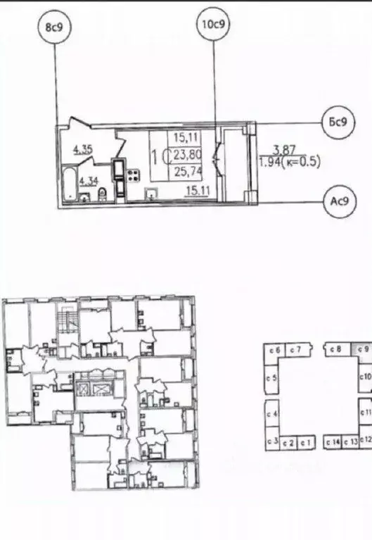Студия Санкт-Петербург ул. Типанова, 22 (23.8 м) - Фото 2