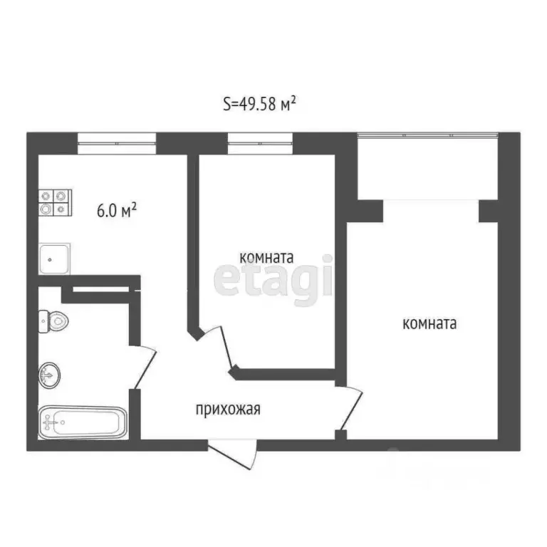 2-к кв. Коми, Усинск ул. Нефтяников, 52 (49.6 м) - Фото 1