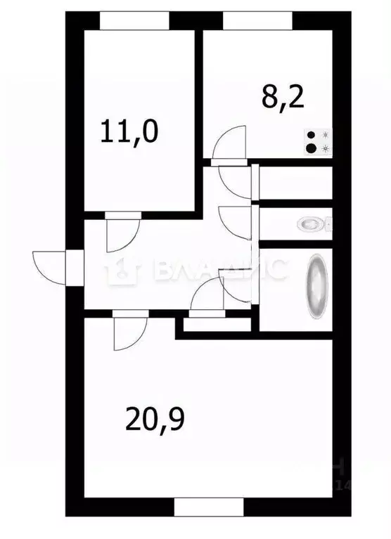 2-к кв. Новосибирская область, Новосибирск ул. Забалуева, 43 (55.2 м) - Фото 1