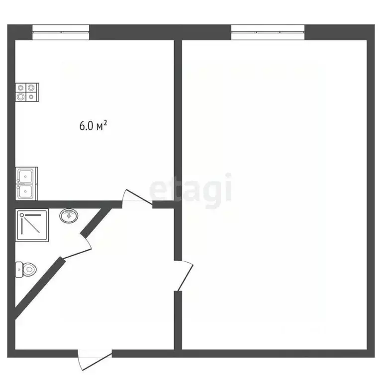 1-к кв. Крым, Сакский район, с. Молочное ул. Школьная, 1 (28.2 м) - Фото 2