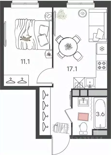 1-к кв. Нижегородская область, Нижний Новгород Культура с/пос, 26А ... - Фото 2