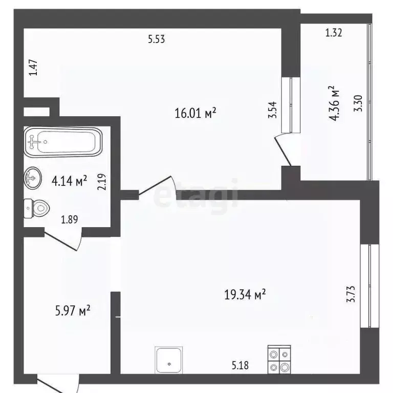 1-к кв. Тюменская область, Тюменский муниципальный округ, д. Патрушева ... - Фото 2