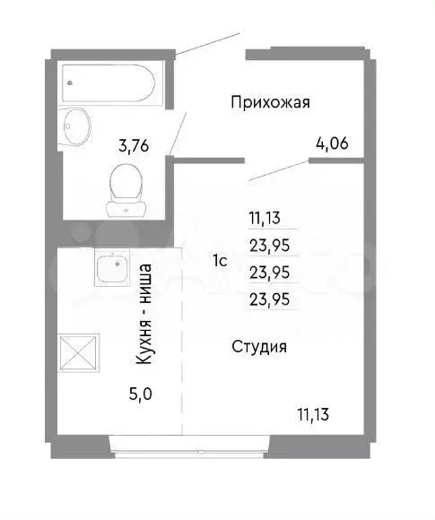 Квартира-студия, 26 м, 9/10 эт. - Фото 0