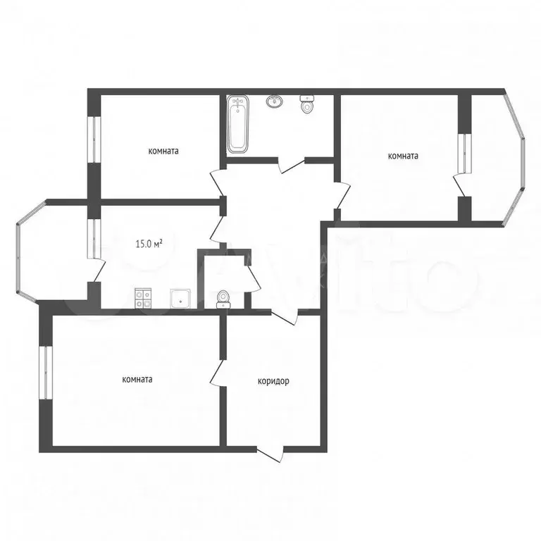 3-к. квартира, 59,5 м, 2/2 эт. - Фото 0