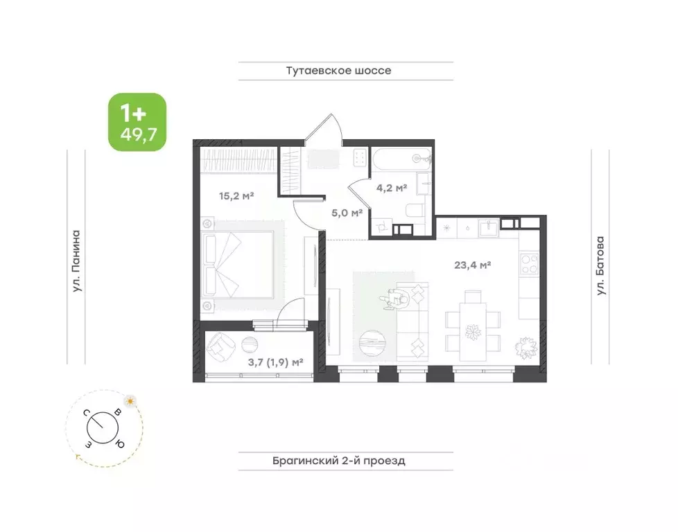 1-к кв. Ярославская область, Ярославль Тутаевское ш., 93Б (49.7 м) - Фото 1