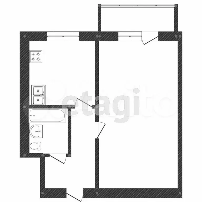 1-к. квартира, 30 м, 2/5 эт. - Фото 0
