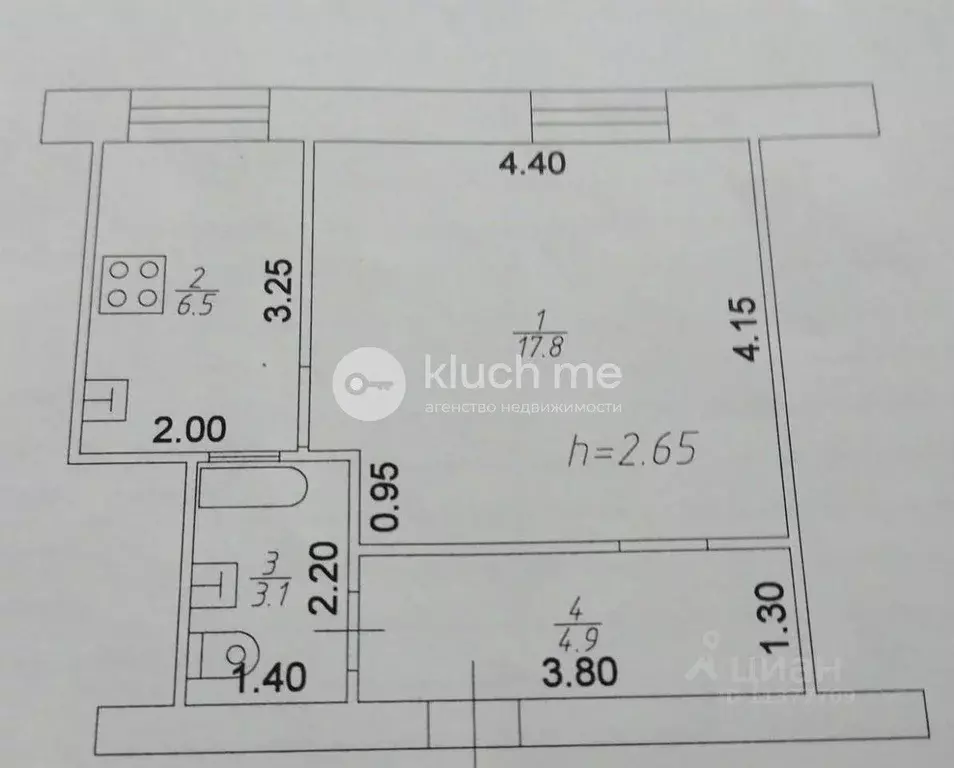 1-к кв. Татарстан, Казань Южно-Промышленная ул., 1/77А (32.3 м) - Фото 2