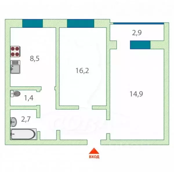 2-к кв. Тюменская область, Тюмень ул. Казачьи луга, 4к2 (50.7 м) - Фото 1