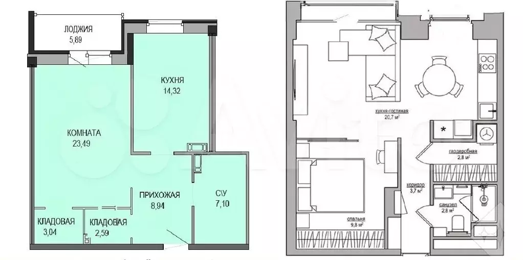 1-к. квартира, 63 м, 7/7 эт. - Фото 1