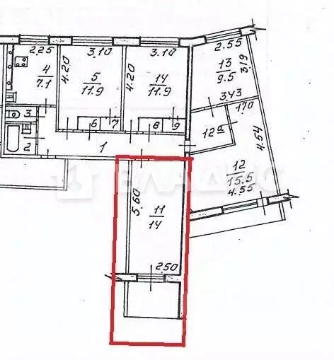 Комната Новосибирская область, Новосибирск Киевская ул., 20 (14.0 м) - Фото 1