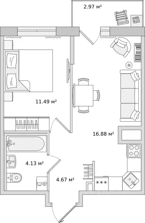 1-к кв. Ленинградская область, Всеволожский район, Свердловское ... - Фото 1