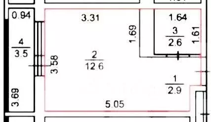 Студия Тверская область, Тверь ул. Сергея Лоскутова, 2 (18.4 м) - Фото 2