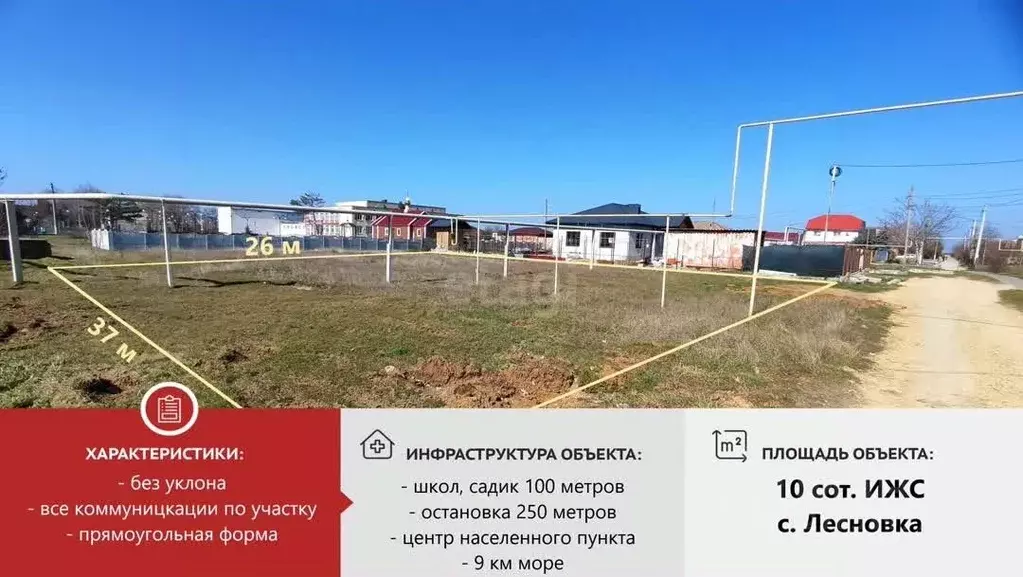 Участок в Крым, Сакский район, с. Лесновка ул. 60 лет СССР (10.0 сот.) - Фото 1