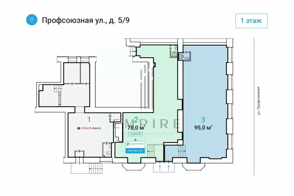 Торговая площадь в Москва Профсоюзная ул., 5/9 (95 м) - Фото 1