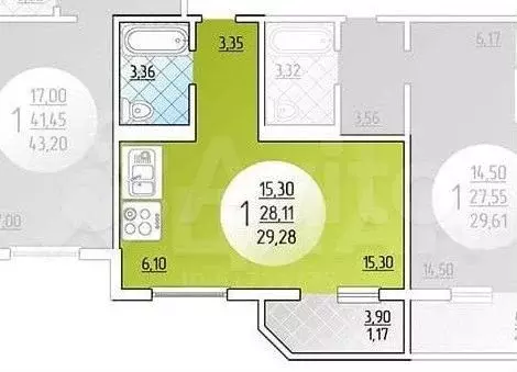 Квартира-студия, 29 м, 14/17 эт. - Фото 0