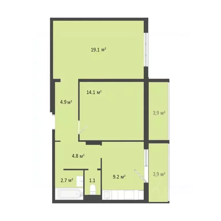 2-к кв. Омская область, Омск Заозерный мкр, ул. Сергея Тюленина, 4 ... - Фото 1