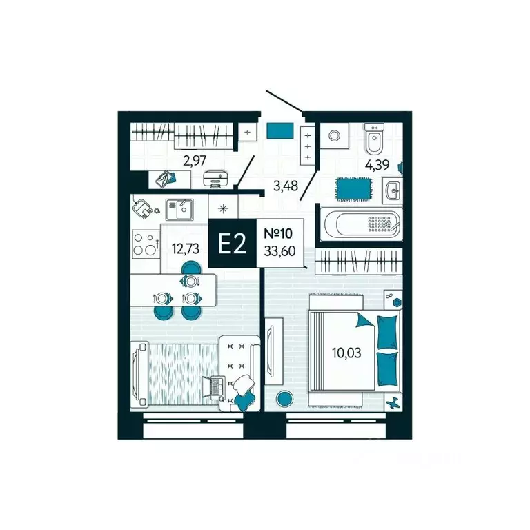 1-к кв. Тульская область, Тула ул. Чмутова, 158Д (33.6 м) - Фото 1