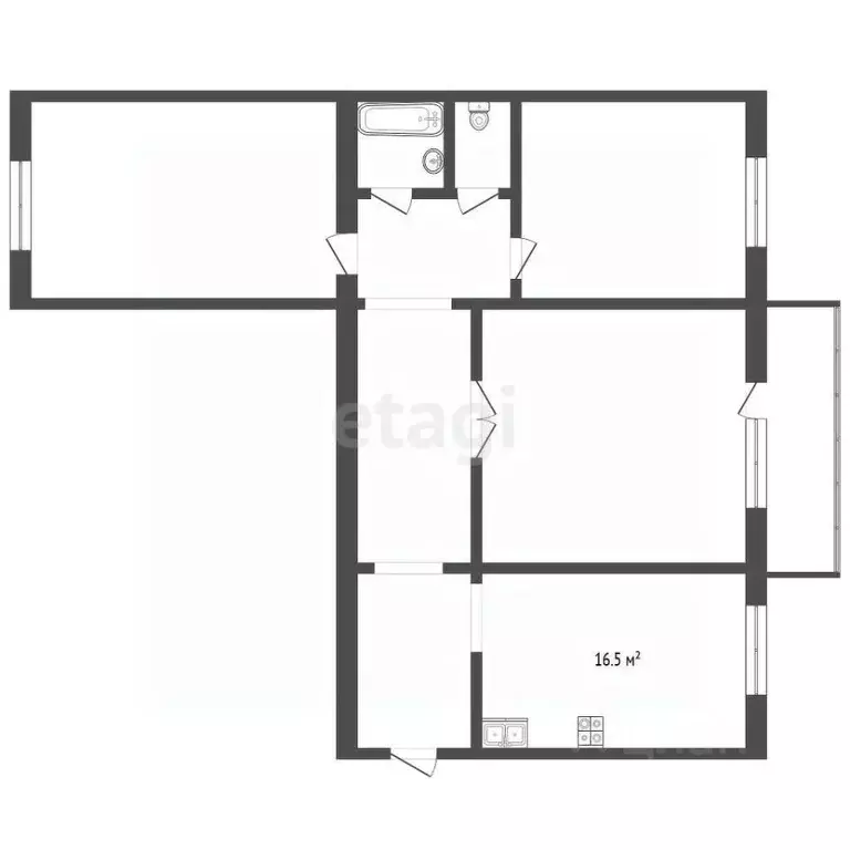3-к кв. Самарская область, Тольятти ул. Ворошилова, 16 (65.9 м) - Фото 1