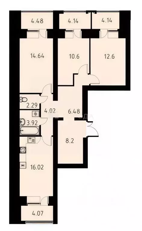 4-к кв. Томская область, Томский район, д. Кисловка, Левобережный мкр ... - Фото 1